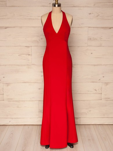 A-line V-neck Stretch Crepe Floor-length Bridesmaid Dresses #Milly01014452