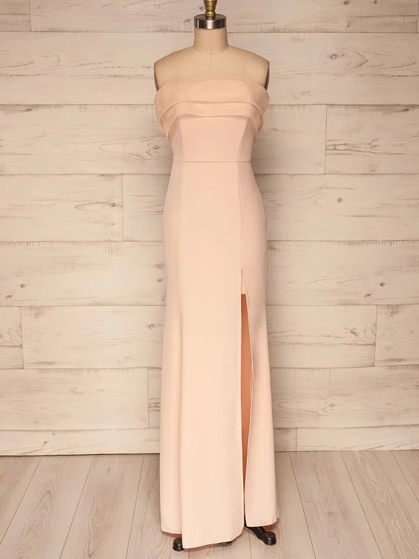 Sheath/Column Strapless Stretch Crepe Floor-length Bridesmaid Dresses With Split Front #Milly01014458