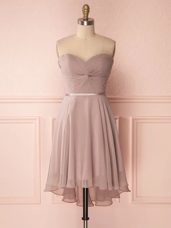 A-line Sweetheart Chiffon Short/Mini Bridesmaid Dresses With Sashes / Ribbons #Milly01014463