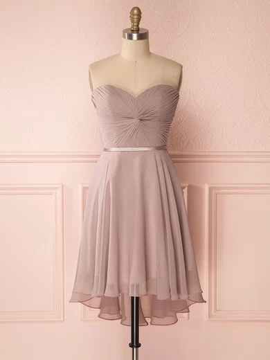 A-line Sweetheart Chiffon Short/Mini Bridesmaid Dresses With Sashes / Ribbons #Milly01014463