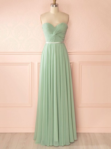 A-line Sweetheart Chiffon Floor-length Sashes / Ribbons Bridesmaid Dresses #Milly01014480