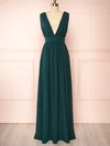 A-line V-neck Chiffon Floor-length Bridesmaid Dresses With Sashes / Ribbons #Milly01014487