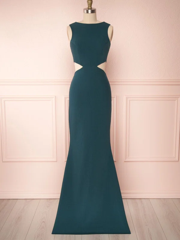 A-line Scoop Neck Stretch Crepe Floor-length Bridesmaid Dresses #Milly01014490