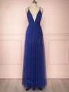 A-line V-neck Tulle Floor-length Bridesmaid Dresses #Milly01014495