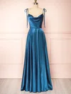 A-line Cowl Neck Silk-like Satin Sweep Train Bridesmaid Dresses #Milly01014505