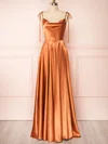 A-line Cowl Neck Silk-like Satin Sweep Train Bridesmaid Dresses #Milly01014506