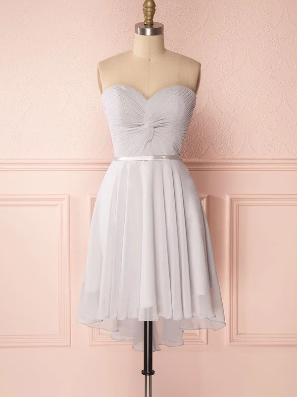 A-line Sweetheart Chiffon Short/Mini Bridesmaid Dresses With Sashes / Ribbons #Milly01014508