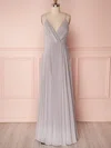 A-line V-neck Chiffon Floor-length Ruffles Bridesmaid Dresses #Milly01014509