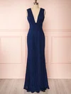 Sheath/Column V-neck Lace Floor-length Bridesmaid Dresses #Milly01014522