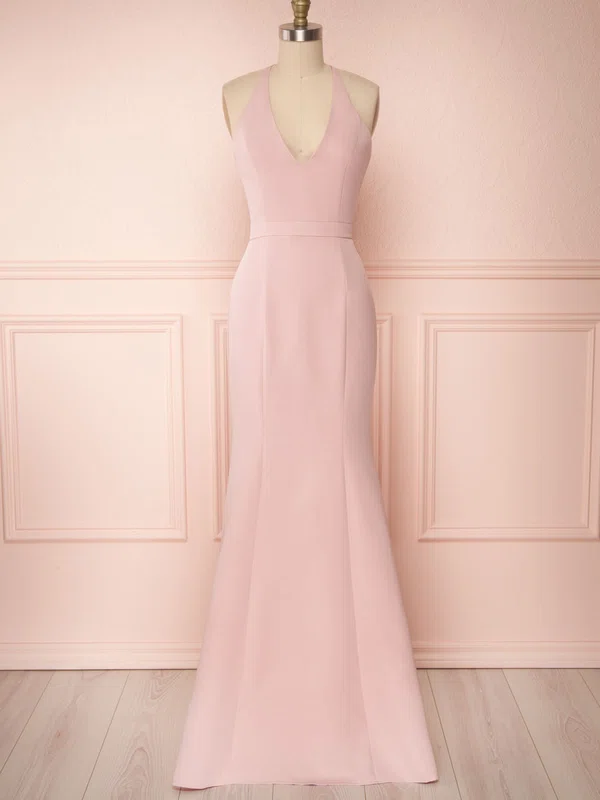 Sheath/Column V-neck Lace Stretch Crepe Floor-length Bridesmaid Dresses With Appliques Lace #Milly01014523