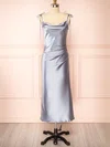 Sheath/Column Cowl Neck Silk-like Satin Tea-length Bridesmaid Dresses #Milly01014530