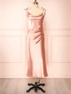 Sheath/Column Cowl Neck Silk-like Satin Tea-length Ruffles Bridesmaid Dresses #Milly01014535