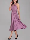 A-line V-neck Jersey Tea-length Bridesmaid Dresses With Sashes / Ribbons #Milly01014282
