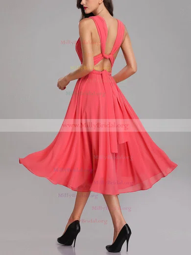 V-Neck Sashes Tea-Length Evening Dress V-Neck Sashes Tea-Length Evening Dress