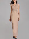 Sheath/Column V-neck Chiffon Ankle-length Bridesmaid Dresses With Beading #Milly01014310