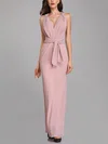 Sheath/Column V-neck Chiffon Ankle-length Bridesmaid Dresses With Sashes / Ribbons #Milly01014311