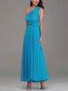 A-line One Shoulder Chiffon Ankle-length Bridesmaid Dresses With Sashes / Ribbons #Milly01014317