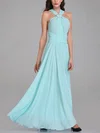 A-line V-neck Chiffon Floor-length Bridesmaid Dresses With Sashes / Ribbons #Milly01014325