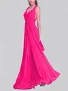 A-line V-neck Chiffon Floor-length Bridesmaid Dresses With Sashes / Ribbons #Milly01014353