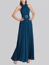 A-line V-neck Chiffon Floor-length Bridesmaid Dresses With Sashes / Ribbons #Milly01014361
