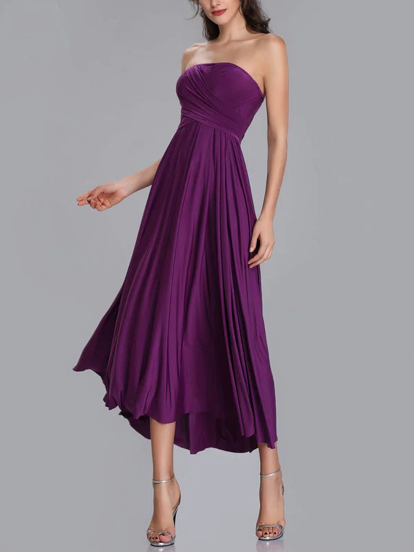 A-line Straight Jersey Tea-length Bridesmaid Dresses #Milly01014370