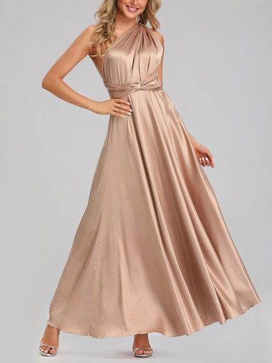 A-line One Shoulder Silk-like Satin Ankle-length Bridesmaid Dresses #Milly01014385