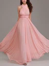 A-line V-neck Chiffon Floor-length Bridesmaid Dresses #Milly01014387