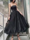 A-line Strapless Tulle Ankle-length Short Prom Dresses #Milly020020110273