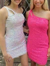 Sheath/Column One Shoulder Sequined Short/Mini Short Prom Dresses #Milly020020110576