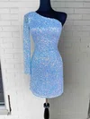 Sheath/Column One Shoulder Sequined Short/Mini Short Prom Dresses #Milly020020110597