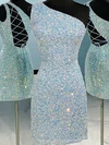 Sheath/Column One Shoulder Sequined Short/Mini Short Prom Dresses #Milly020020109858