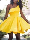 A-line One Shoulder Satin Short/Mini Short Prom Dresses #Milly020020109011