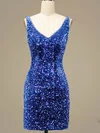 Sheath/Column V-neck Sequined Short/Mini Short Prom Dresses #Milly020020109928