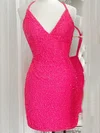 Sheath/Column V-neck Sequined Short/Mini Short Prom Dresses #Milly020020109950
