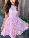 A-line Scoop Neck Lace Short/Mini Appliques Lace Short Prom Dresses #Milly020020109042