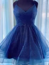 A-line V-neck Glitter Short/Mini Short Prom Dresses With Cascading Ruffles #Milly020020110049
