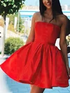 A-line Strapless Satin Short/Mini Short Prom Dresses #Milly020020109205
