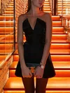 A-line V-neck Velvet Short/Mini Short Prom Dresses #Milly020020111625