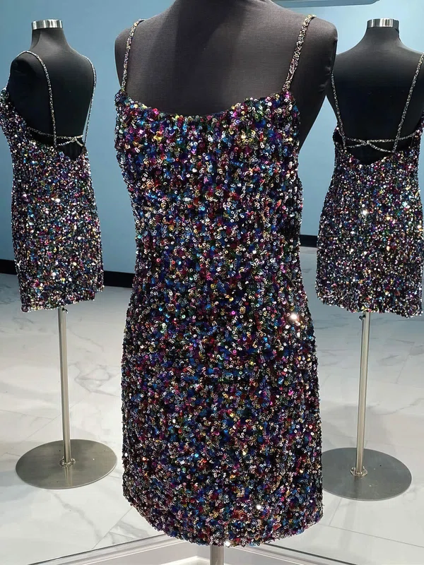 Sheath/Column V-neck Sequined Short/Mini Short Prom Dresses #Milly020020110946