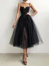 A-line Sweetheart Tulle Tea-length Split Front Short Prom Dresses #Milly020020109386