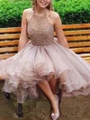 A-line Scoop Neck Organza Knee-length Beading Short Prom Dresses #Milly020020109402