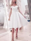 A-line Off-the-shoulder Satin Knee-length Short Prom Dresses #Milly02000023488