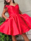 Ball Gown Off-the-shoulder Satin Knee-length Pockets Short Prom Dresses #Milly020020111251