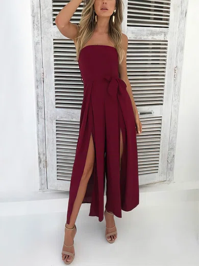 A-line Straight Silk-like Satin Ankle-length Split Front Bridesmaid Dresses #Milly010020106565