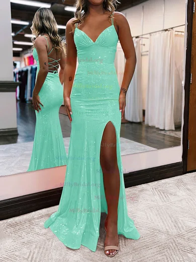 Sequin V Neck Green Sheath Column Prom Dress Sequin V Neck Green Sheath Column Prom Dress