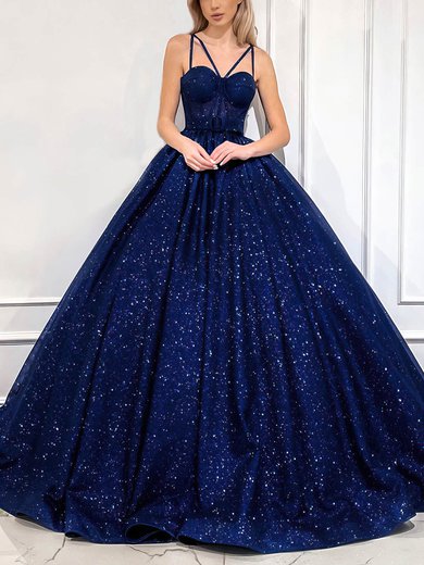 Ball Gown/Princess Sweetheart Glitter Sweep Train Prom Dresses With Sashes / Ribbons #Milly020115671