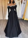 Ball Gown/Princess Off-the-shoulder Satin Floor-length Prom Dresses With Pearl Detailing #Milly020115673
