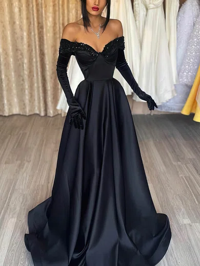 Grape Satin Beading Off The Shoulder Prom Dress With Train Grape Satin Beading Off The Shoulder Prom Dress With Train