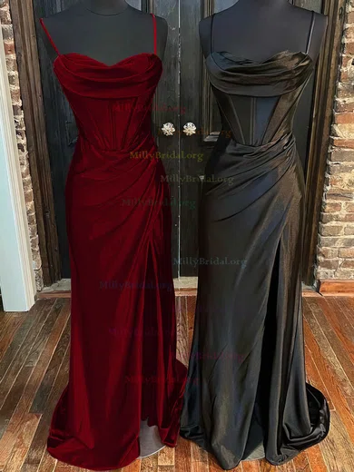 Ruched Sheath Column Burgundy Sweetheart Prom Dress With Slit Ruched Sheath Column Burgundy Sweetheart Prom Dress With Slit