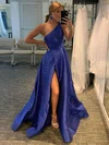 Ball Gown/Princess One Shoulder Satin Floor-length Prom Dresses With Beading S020115695